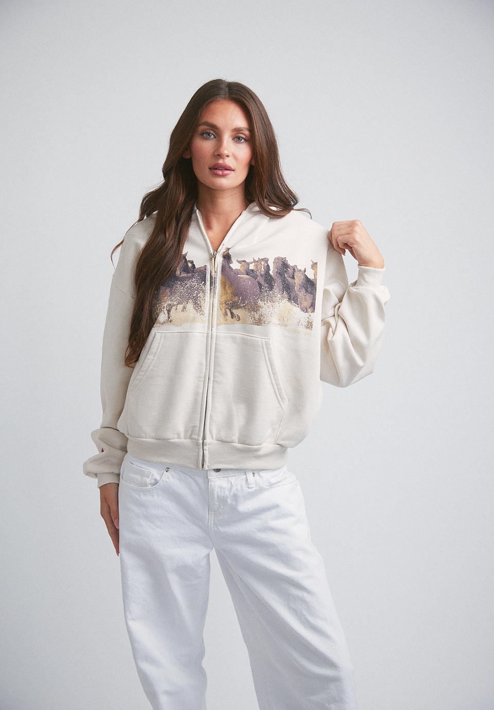 WILD HORSE Zip Up - Creme