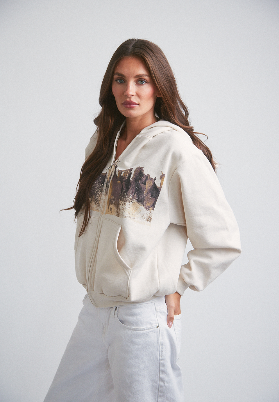 WILD HORSE Zip Up - Creme
