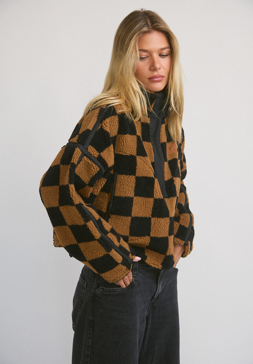 Big Sky Sherpa Half Zip  - Checkmate