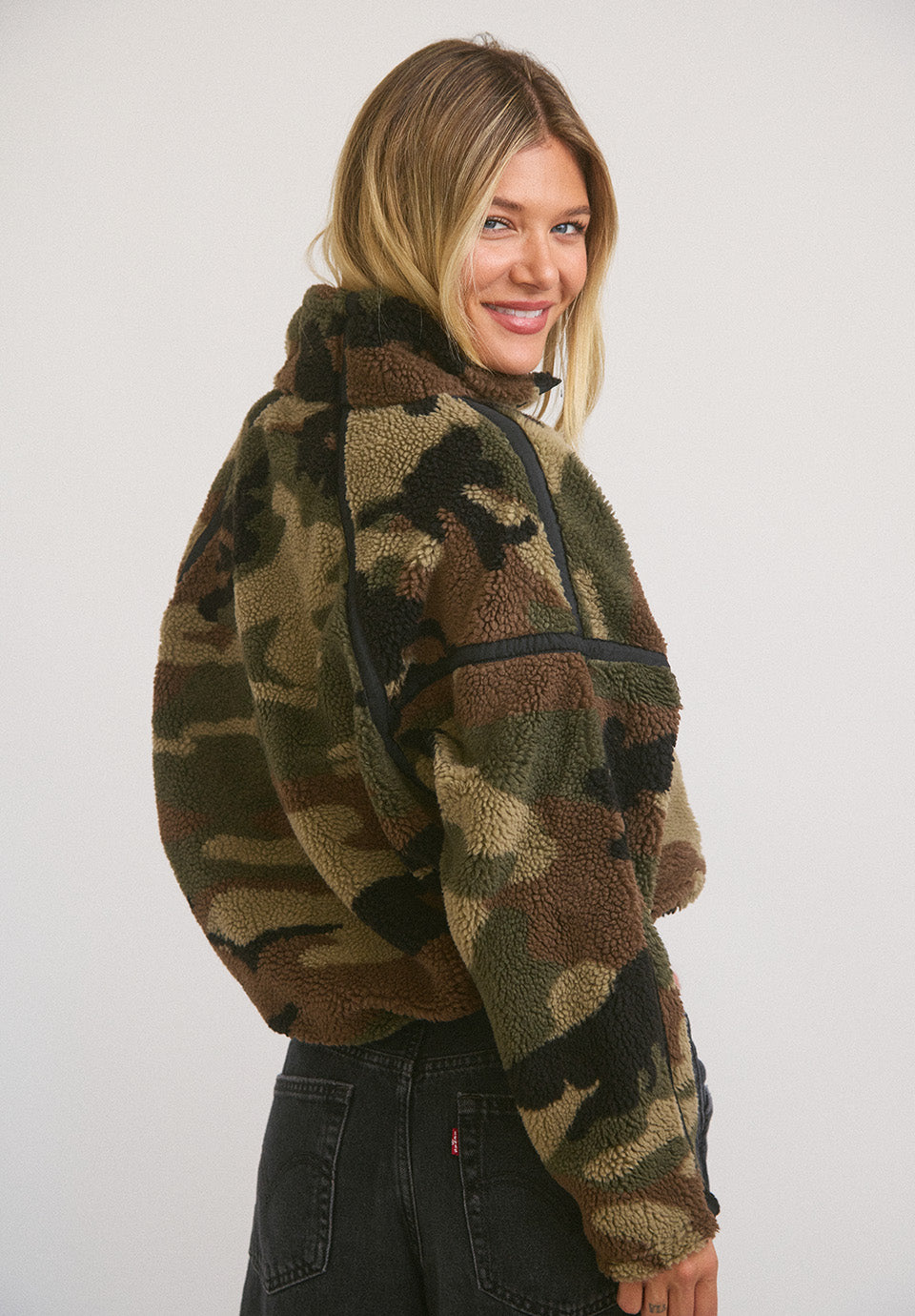 Big Sky Sherpa Half Zip  - Woodland Camo