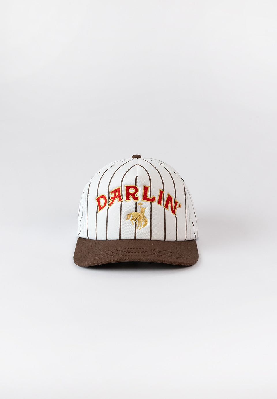 Rider Snapback - White & Brown Pinstripe